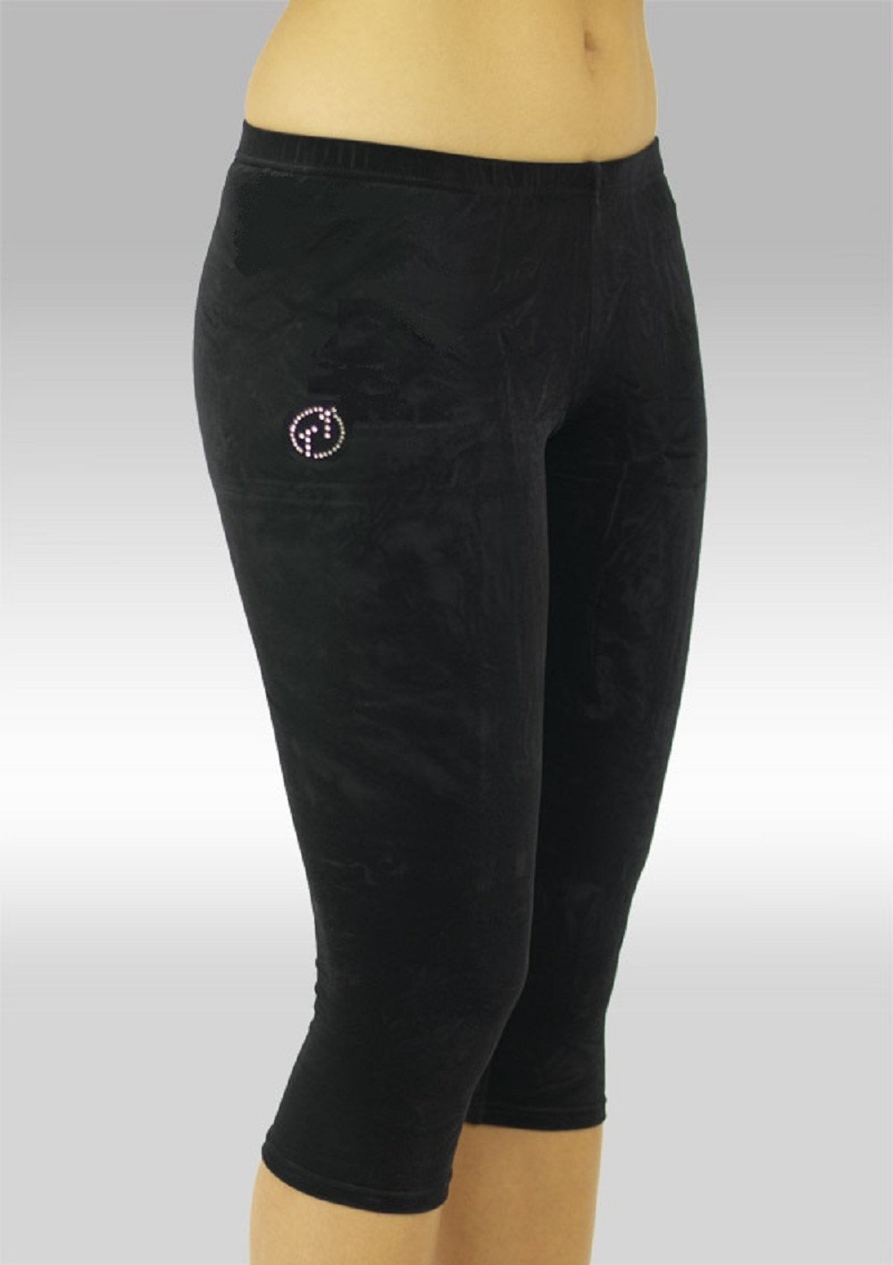 Legging 3/4 Turnlegging schwarz glatt Stretch Samt K754zw