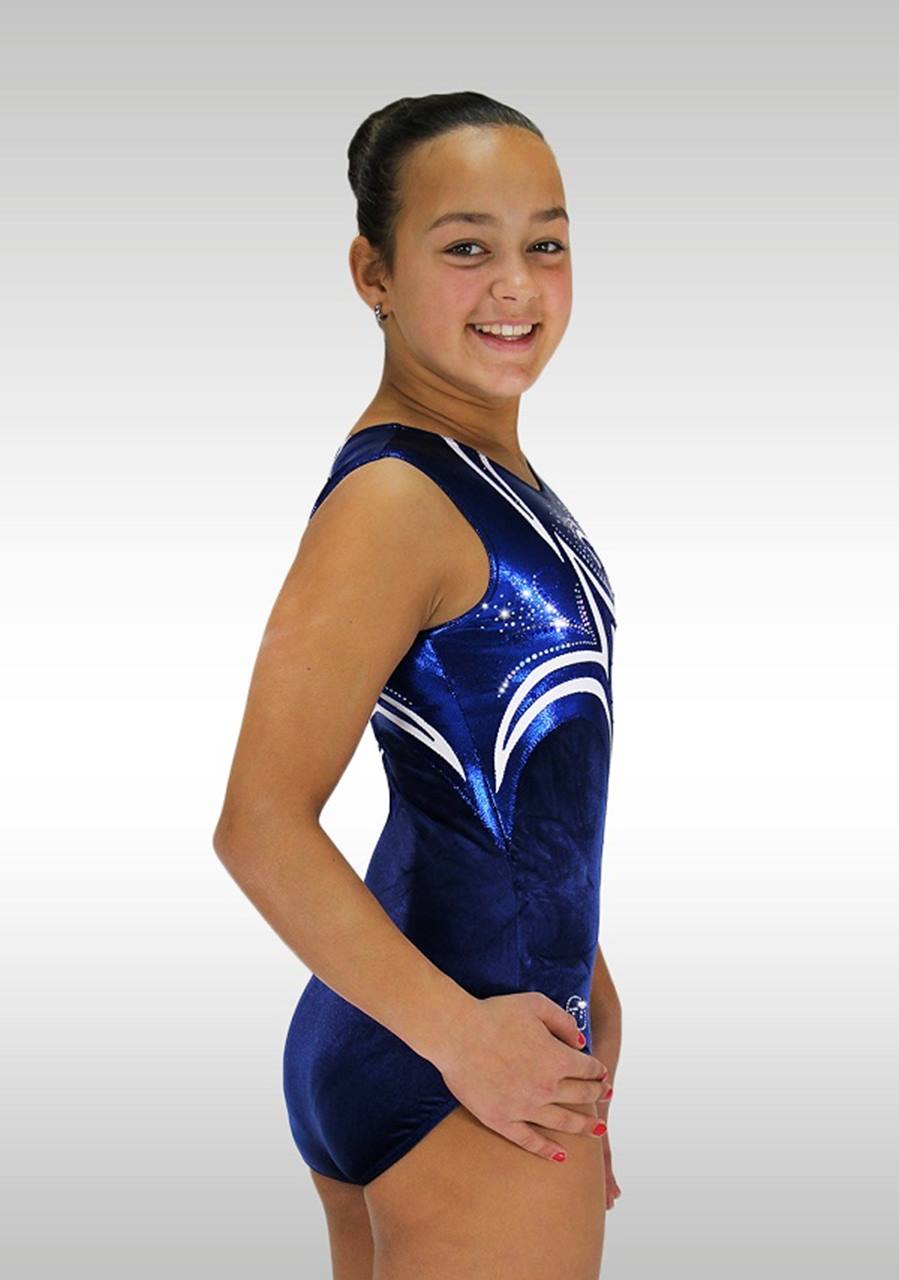 Turnanzug V747 dunkelblau/ weiss