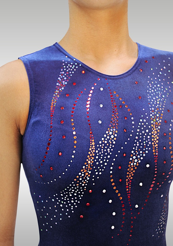 Turnanzug Ärmellos Blaue Samt V672