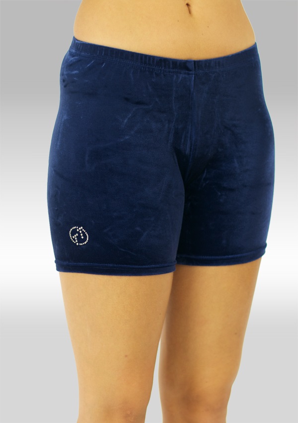 Legging kurz Turnlegging aus blaue glatte Stretch-Samt K756ma
